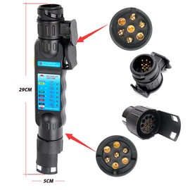 12V 7Pin Caravan Trailer Tester Car Truck Towing Light Wiring Cable Circuit Connector Electrics Diagnostic Plug Socket Detector Tool