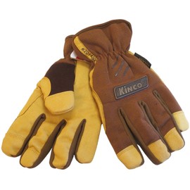 Kinco 2014HK-L Leather Work Gloves, Synthetic Leather Palm, Stretchy Poly Spandex Back