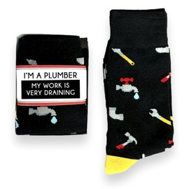 Doodle Beads Plumber Novelty Dress Socks, Funny Plumbing Gifts for Men Women Cute Casual Crew Socks (never argue)