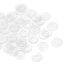 QUARKZMAN M3 Plastic Round Flat Washer Seal x 50 Pieces Nylon Round Flat Washer Sealing Ring for Glass Door Handle, Transparent
