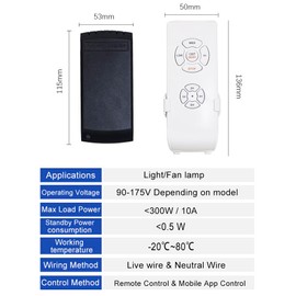 QIACHIP Upgrade Universal WIFI Ceiling Fan light Remote Control Kit, Wireless Fan Speed Lamp Controller with Timing Compatiple for Alexa, Google Home, Phone,Voice Control