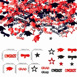 Red and Black Graduation Confetti 2024, 1000 Pcs Grad Confetti Class of 2024 Party Table Centerpiece for 2024 Graduation Party Supplies