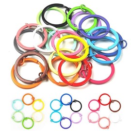 Pack of 40 Colourful Flat Key Rings, 25 mm Flat Metal Key Ring Rings, Key Ring with Split Rings, Metallic Key Ring Rings for Keys, Necklaces, Bracelets, Colourful