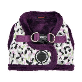 Puppia Huxley Vest Dog Harness Step-in Warm Winter Leopard Pattern for Small and Medium Dog, Purple, Medium