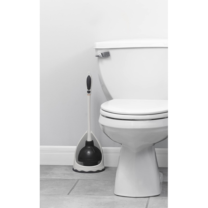 Superio Toilet & Sink Plunger and Holder Grey, 1-Pack