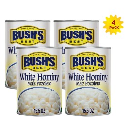 Bush's White Hominy, Canned and Shelf Stable, 15.5 oz (Pack of 4)
