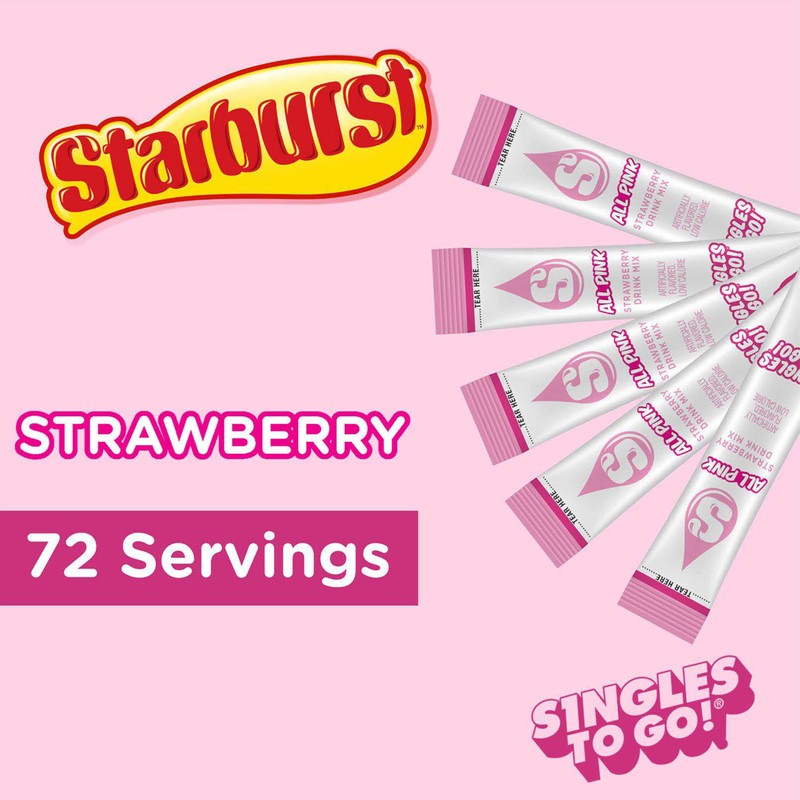 Starburst Singles To Go Powdered Drink Mix, All Pink Strawberry,