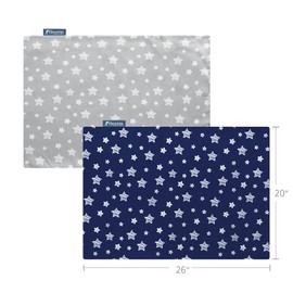 Pillow Cases Standard Size Set of 2, Soft and Smooth Envelope Closure, Star Print Pillowcases, Standard Size 20 X 26 Inches, Navy and Grey Star