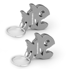 munkees Piranha Bottle Opener Keychain 2 Pack Aluminium Key Beer Opener, Outdoor Travel Accessories Grey