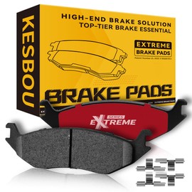 KESBOU Carbon Fibre Front Brake Pad Compatible With 2010-2014 Ford F-150 7 Lugs, 2012-2018 F-150 6 Lugs, 2010-2018 F-150 6 Mounting Holes, 2010-2018 Navigator OE-Grade Performance w/Hardware-D1414