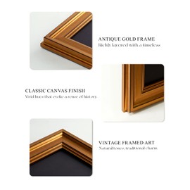 VIYYIEA Gold Framed Canvas Art Prints,12x16Inch, Meadow Landscape Art Painting, Rustic Vintage Decor for Bedroom Living Room Kitchen shelf, Farmhouse Cottage Country Nature Picture