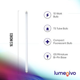 lumenivo F10T5 Fluorescent Bulb Cool White 4200K 10W T5 16.5 Inch CW Fluorescent Bulbs with G5 Mini 2-Pin Base - Light Bulb for Residential, Commercial Offices, Schools, Supermarkets - 2 Pack