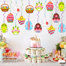 KatchOn, Easter Hanging Swirl Decorations - Pack 46, No DIY | Easter Decorations for The Home | Easter Party Decorations | Easter Hanging Decorations | Easter Streamers, Spring Decorations for Office