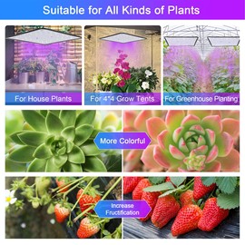 Uallhome 2 Pack LED Grow Light Panel 200W Lamp for Indoor Plants, Full Spectrum with White Blue Red UV IR LEDs for 4x4ft Coverage Grow Tent Greenhouse Veg and Bloom Seedlings Hydroponics