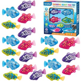 Swimming Robot Fish Water Activated LED Light Up Automatic Interactive Electric Realistic Bath Pool Aquarium Cat Pet Floating Motorized Glowing Sensory Play(20PCS)