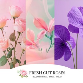 Fresh Cut Roses Candles, Fresh Cut Roses Scented Candle, Mother's Day Candle Gifts for Women, Soy Candles for Home Scented, 7oz 50 Hours Burn, Home Décor