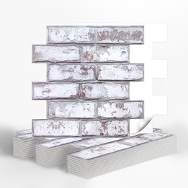 COMSTICKC 3D Faux Brick Wall Panels, 3D Brick Wallpaper Peel and Stick,10 Pcs of 12"X12", Small Size Thin PVC Brick Stone Self Adhesive Fake Brick Paneling Brick Backsplash
