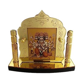 Shoppersduniya Panchmukhi Hanuman Golden Foil (Plated) for Car Dashboard Showpiece Home Décor