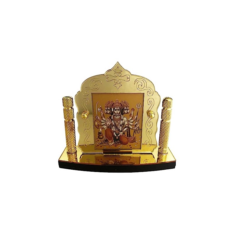 Shoppersduniya Panchmukhi Hanuman Golden Foil (Plated) for Car Dashboard Showpiece