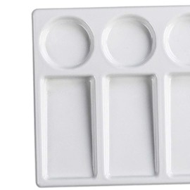 Perfeclan 10 Well Watercolor Paint Palette Ceramic Mixing Palette Premium Colour Mixing Tray for Beginner Painting Palette Dipping Tray, 19.2cmx10.8cm