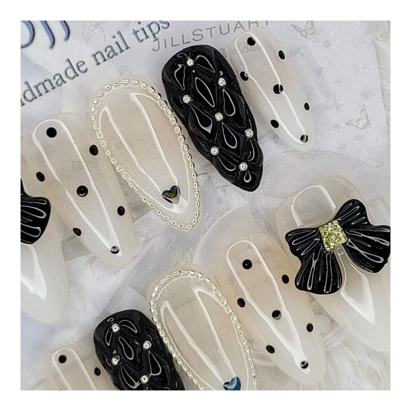 Dot emboss handmade nail tips - ballerina / 도트엠보 수제네일팁