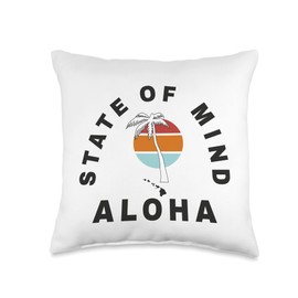 TEAM ALOHA DESIGN CO Hawaii Palm Tree-Feel The Aloha Hawaiian Spirit Throw Pillow, 16x16, Multicolor