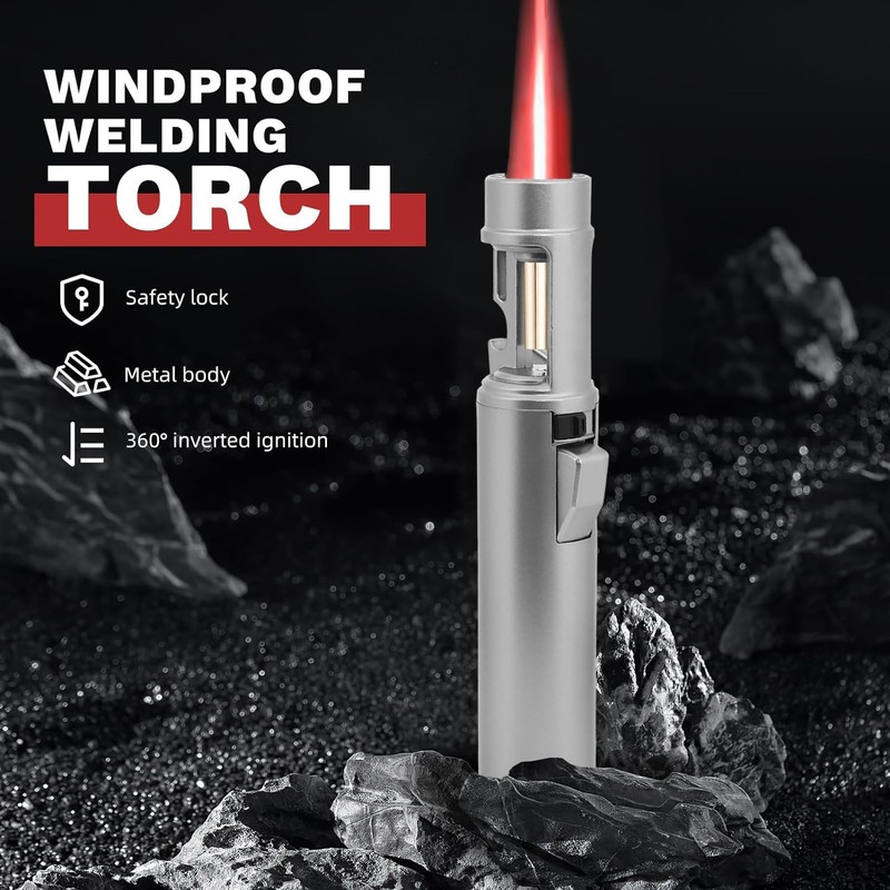 Torch Lighter, Camping Lighter with Beer Opener, Refillable Butane Gas
