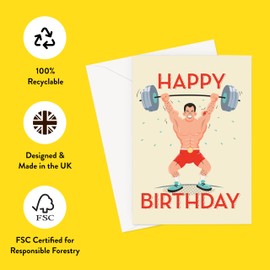 Lemon Loco Happy Birthday Weight Lifting Greeting Card, Standard Size, Multicolor