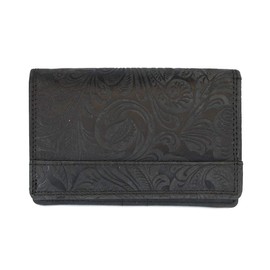 Women's Floral Leather Purse - Medium Leather Purses with Floral Pattern - Purse - Purse - Purse - Small - 12.5 x 9 x 3 cm, black