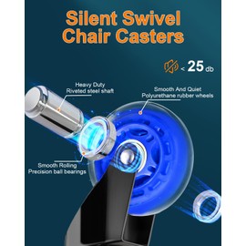 RidRed Gaming Chair Wheels - Heavy-Duty Office Chair Wheels - Replacement Rubber Casters- Universal Fit 3 Inch Chair Casters, Noise Free, Fits 98% Chair, for All Floor