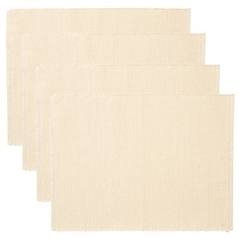 LINUM Plain Pack of 4 Placemats 35 x 46 cm 100% Ribbed Cotton Washable Cream Beige
