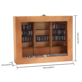 MEGREZ Anxiety Bookshelf, Shake Away Your Anxiety, Handmade Miniature Book Display Case Cabinet, Wooden Stress Relief Desktop Decoration Comes with About 200 Mini Books Model