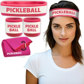 Pickle Ball Sweatbands Headband Pickleball Lovers Men Women Accessories (Pink 4 Pack)