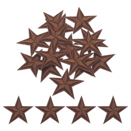 MECCANIXITY Small 5Star Iron on Patches Embroidered Sew Patches Appliques Garment Embellishments for Clothing Repair Backpack Shoes Decoration 2.9x2.9cm/1.14x1.14 Pack of 15 (Brown)