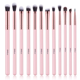 MSQ Makeup Brushes, 12 Piece Eye Shadow Brush Set, Makeup Brush, Makeup Brush, Portable, High Quality Fiber Bristle, Cosmetic Brush, Contains Plenty of Powder, Pink