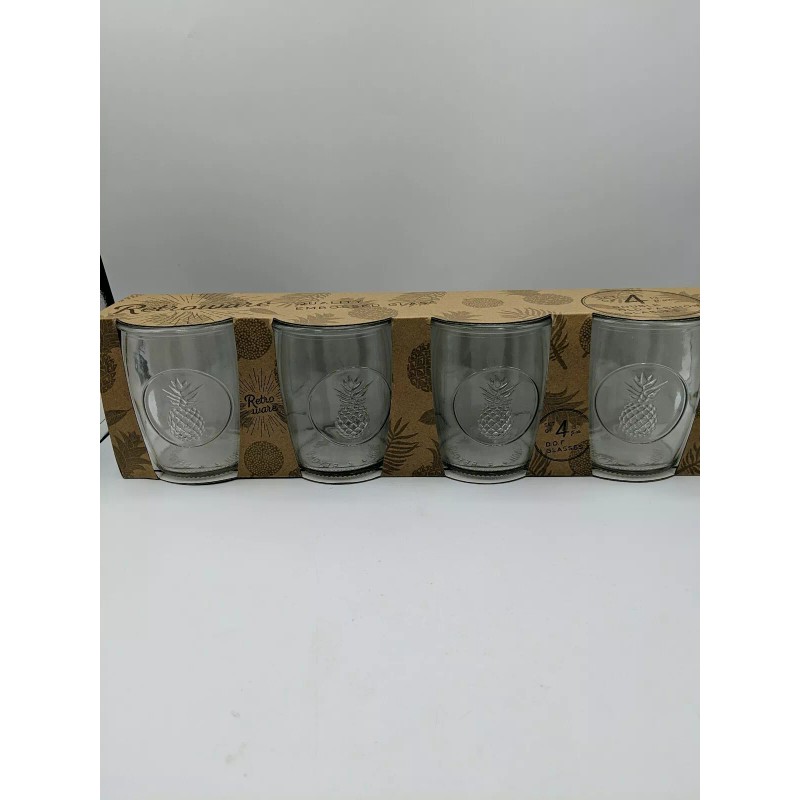 Home Essentials Retroware Pineapple Glasses (Set Of 4) Rock 13