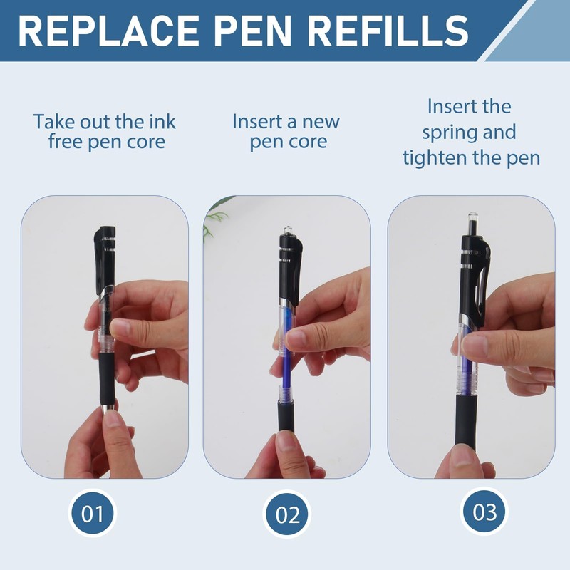 Premium Erasable Pen Refill Bundle, Pack of 12 Black Gel