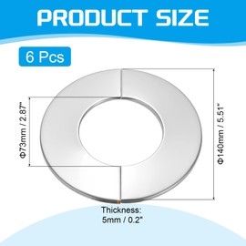 PATIKIL Wall Split Flange 2.9" (73mm),6 Pcs Stainless Steel Round Self-Adhesive Escutcheon Plate Plumbing Wall Cover for Kitchen Bathroom Arm Pipe Faucet Decoration, Silver