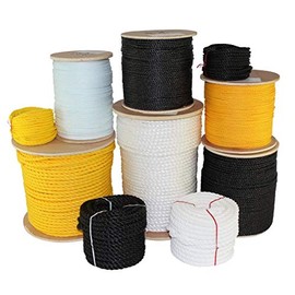 SGT KNOTS Twisted Polypropylene Rope - Floating, Nautical for Marine, Boating, Fishing, Camping, Indoor/Outdoor Projects (3/8 in x 100 ft, Black)