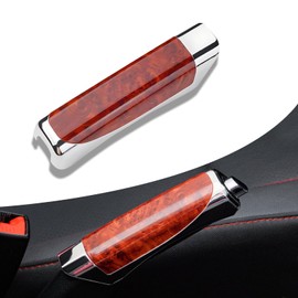 ijuicy 2 PCS Car Handbrake Cover Handle, Self-Adhesive Tightly Fitting Emergency Parking Brake Handle Decorative Cover, ABS Handbrake Protective Cover for Most Cars (Peach Pattern Red)