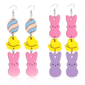 Silver Easter Bunny Earrings Cute Rabbits Carrot Stud Earrings Holiday Easter Earrings for Women Girls (Easter-2)
