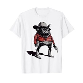 Retro Pug Funny Western Cowboy Dog Lover T-Shirt
