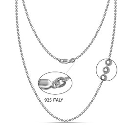 LeCalla 925 Sterling Silver Italian Rhodium-Plated Ball Chain Necklace for Women 18 Inches