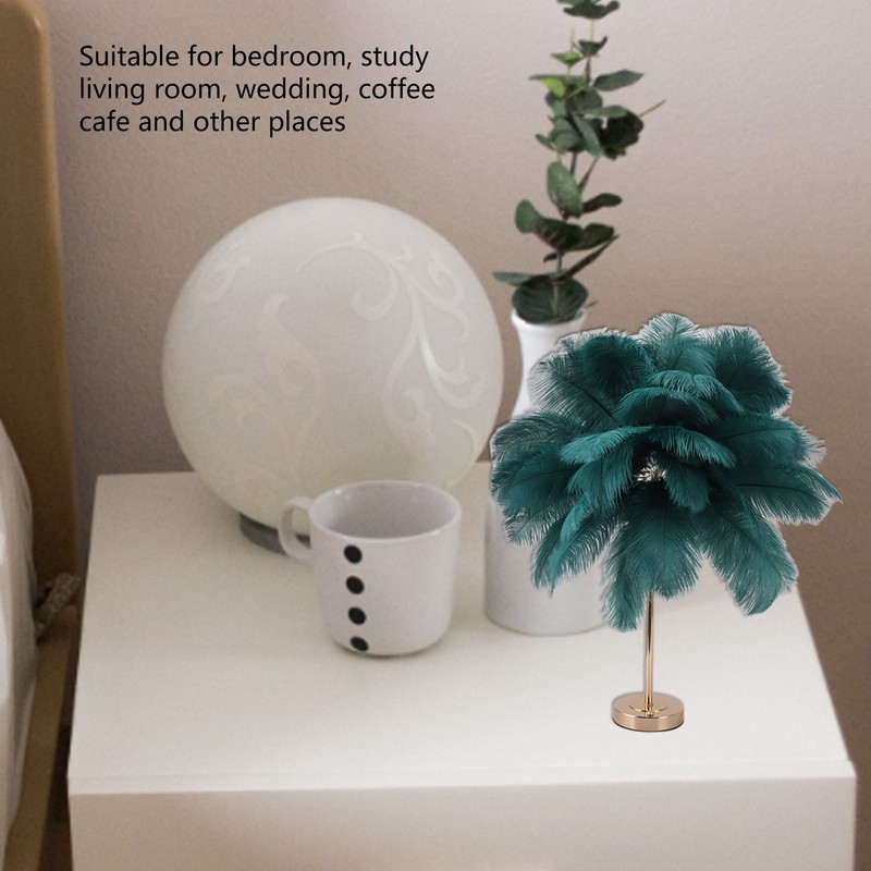 Ostrich Feather Table Lamp Rechargeable Modern Romantic Decoration Lamp Bedroom
