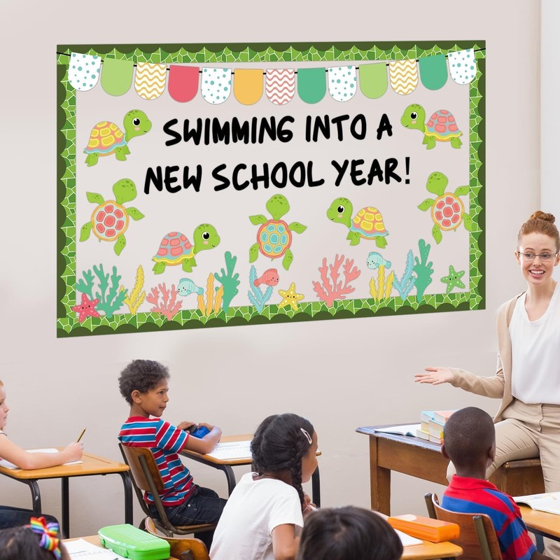 Justforjoyful Sea Turtle Bulletin Board Set Ocean Cutout Classroom Decoration