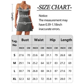 FEOYA Womens Athletic Tennis Dress with Shorts Sleeveless Athletic Tennis Golf Dress Tennis Dresses with Built-in Short Grey L