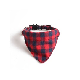 Luxury Cat Collars with Bow Tie and Bell | Safe Quick Release Breakaway Buckle (Red & Navy Chequered Bandana)