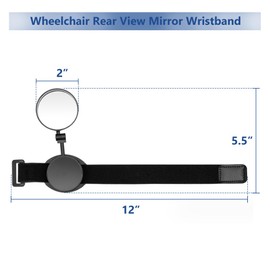 Wheelchair Rear View Mirror Wristband, 360° Rotating Telescopic Wide-angle Rearview Mirror for Electric Wheelchair, Elderly Mobility Scooter, 1PCS