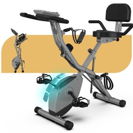 LINBOLUSA Indoor Exercise Bike for Seniors, Foldable 5 IN 1 Stationary Bike with 16-Level Magnetic Resistance and Tri-Position Ride, 300LBS Capacity, 5.5 LBS Flywheel, Designed for Home Workout 818