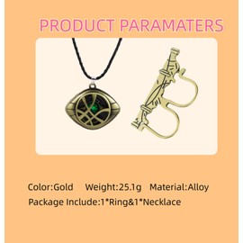 Ticome Strange Agamotto Necklace Set Green Eye Zinc Alloy Yellow Retro Punk Fashion Style Magic Power Cosplay Strange Inspired Jewelry Adult Accessories